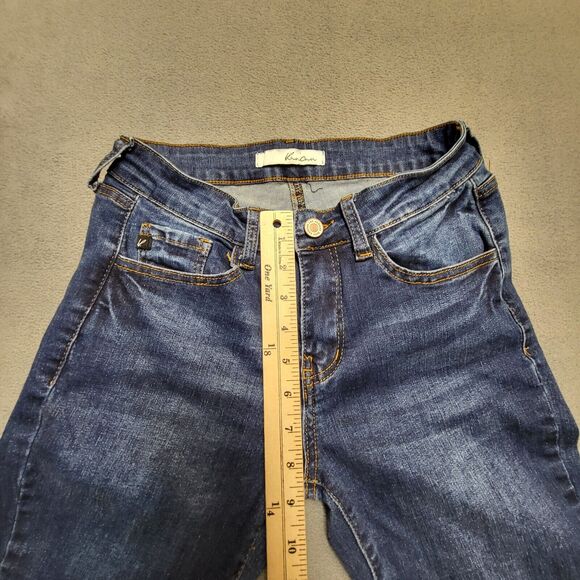 Kancan Jeans Juniors Size 5 Blue Mid Rise Skinny Leg Distressed Stretch Denim - Picture 7 of 10